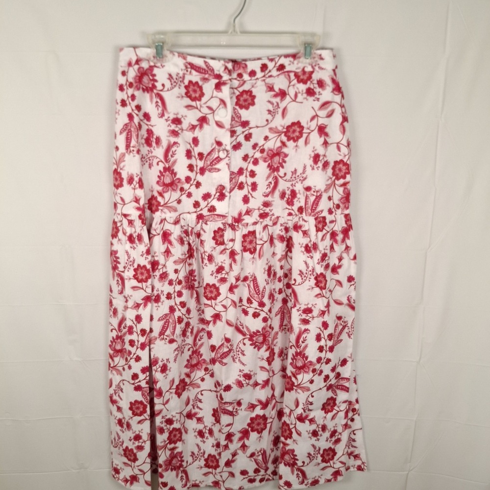 Saks‎ Fifth Avenue Medium Skirt Pink Garden Floral Midi Tropical Silk Blend Nwt